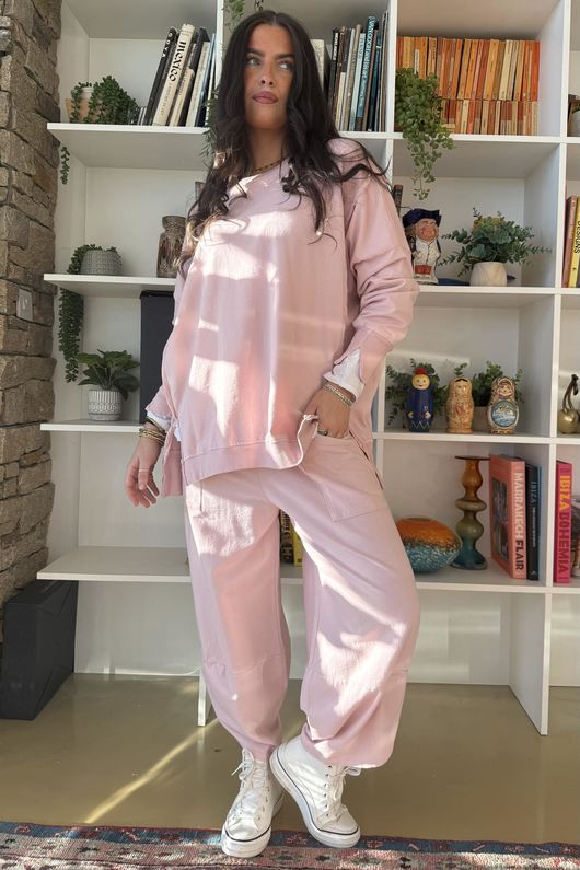 Lagen Shelby Sweatshirt Barrel Pant Rose 